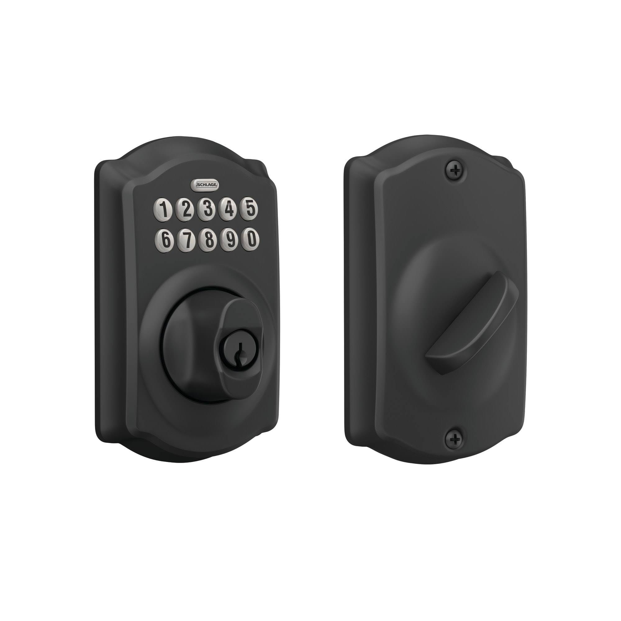 Schlage Camelot Electronic Keypad Deadbolt with Matte Black Finish | Image