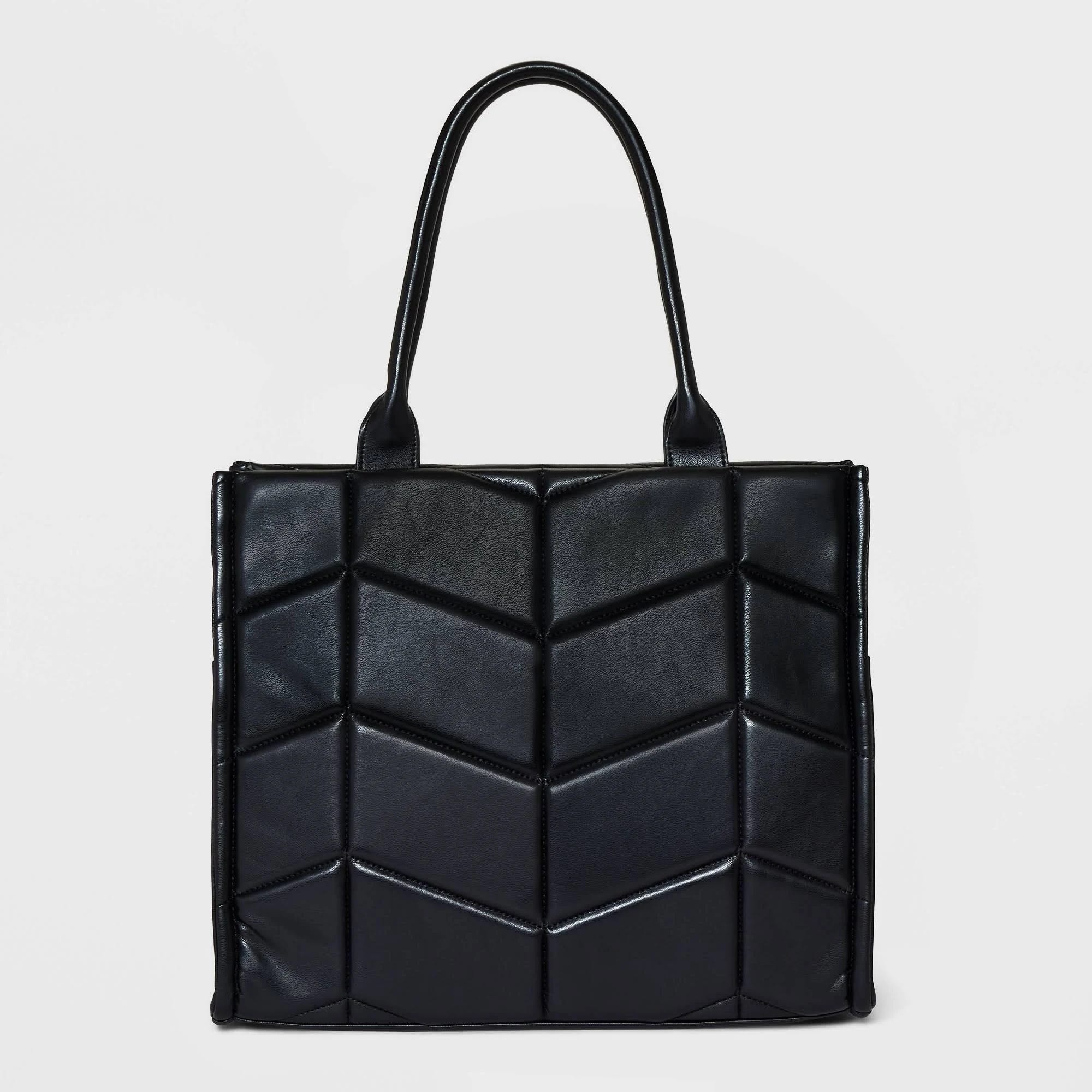 Sophisticated Boxy Tote Handbag - Unstructured Tote with Accessories Pockets | Image