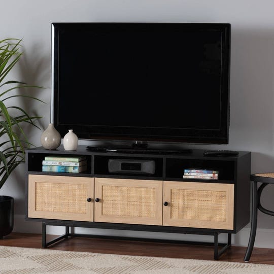 baxton-studio-declan-mid-century-modern-espresso-brown-finished-wood-and-natural-rattan-3-door-tv-st-1