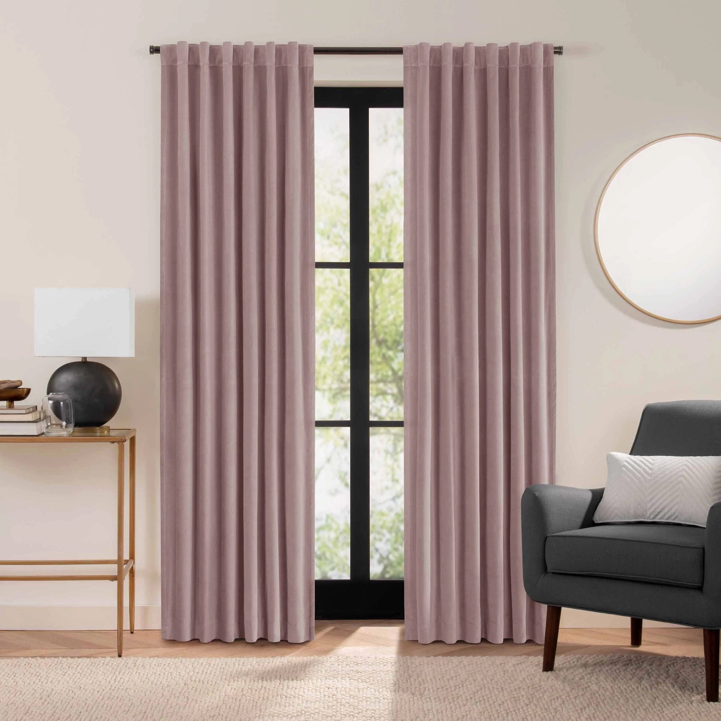 Eclipse Luxury Velvet Blackout Curtains in Dusty Rose | Image