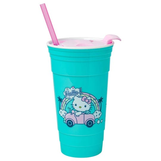 hello-kitty-rainbow-car-32oz-plastic-tumbler-with-lid-straw-1