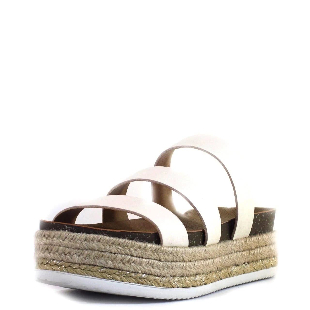 Chic Leather Bone Espadrille Platform Sandals for Women | Image