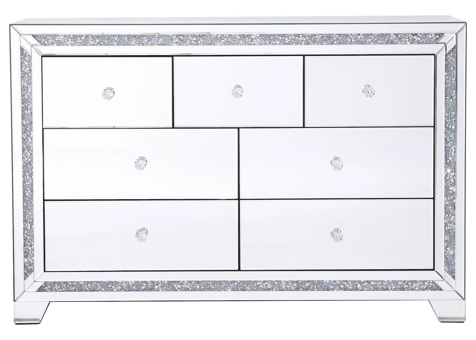 Elegant 6-Drawer Crystal Mirrored Glass Cabinet | Image