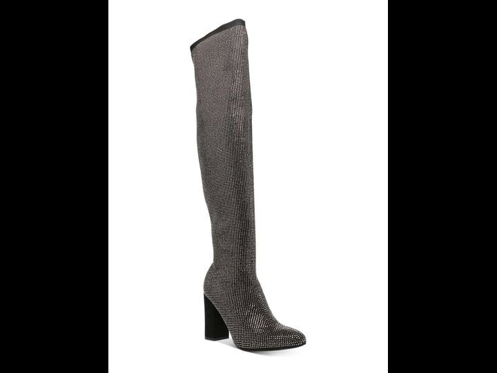 wild-pair-womens-gray-rhinestone-covered-cushioned-bravy-pointed-toe-block-heel-zip-up-dress-boots-9-1