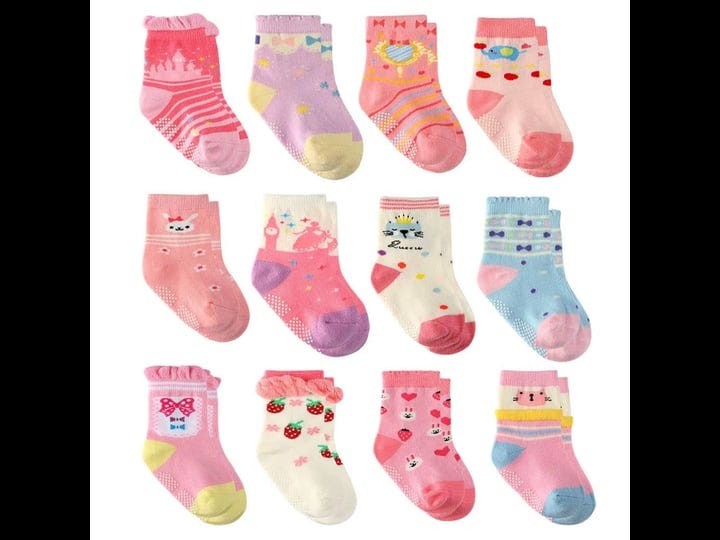 cottock-12-pairs-toddler-girl-grip-socks-non-skid-cotton-crew-socks-baby-socks-girl-anti-slip-socks--1