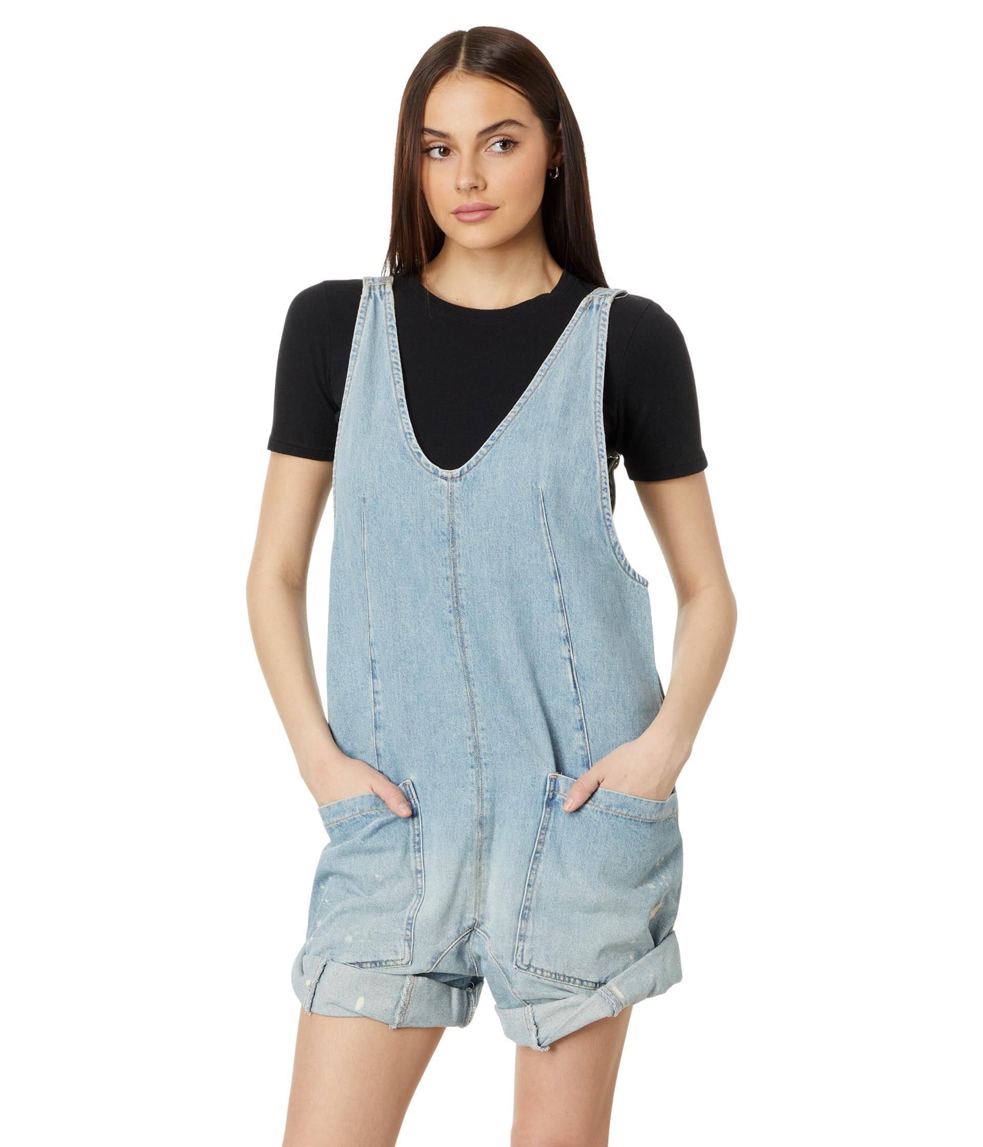 Comfy Relaxed Shortall Jeans with Adjustable Straps | Image