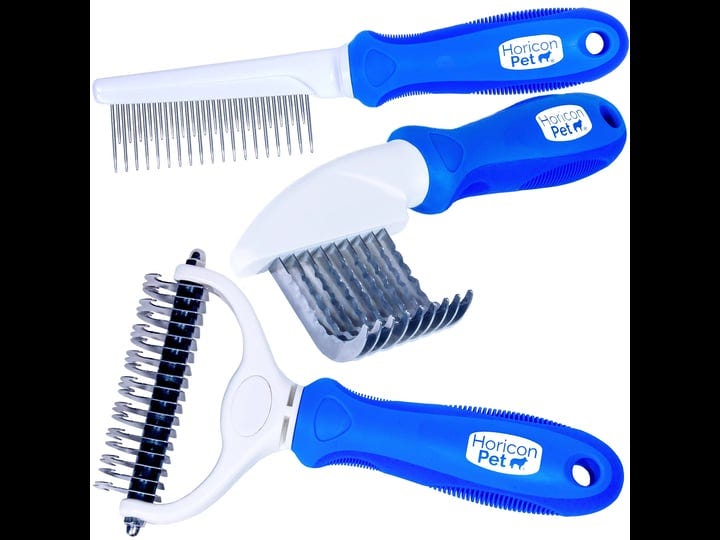 horicon-pet-ultimate-pet-dematting-deshedding-set-3-in-1-grooming-tool-set-dual-sided-undercoat-rake-1