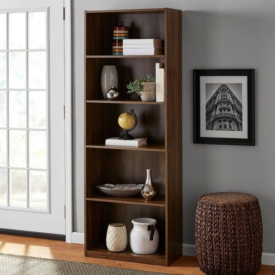 mainstays-5-shelf-bookcase-with-adjustable-shelves-canyon-walnut-1