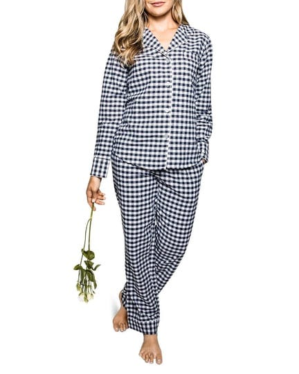 petite-plume-gingham-flannel-pajama-set-navy-size-xs-1