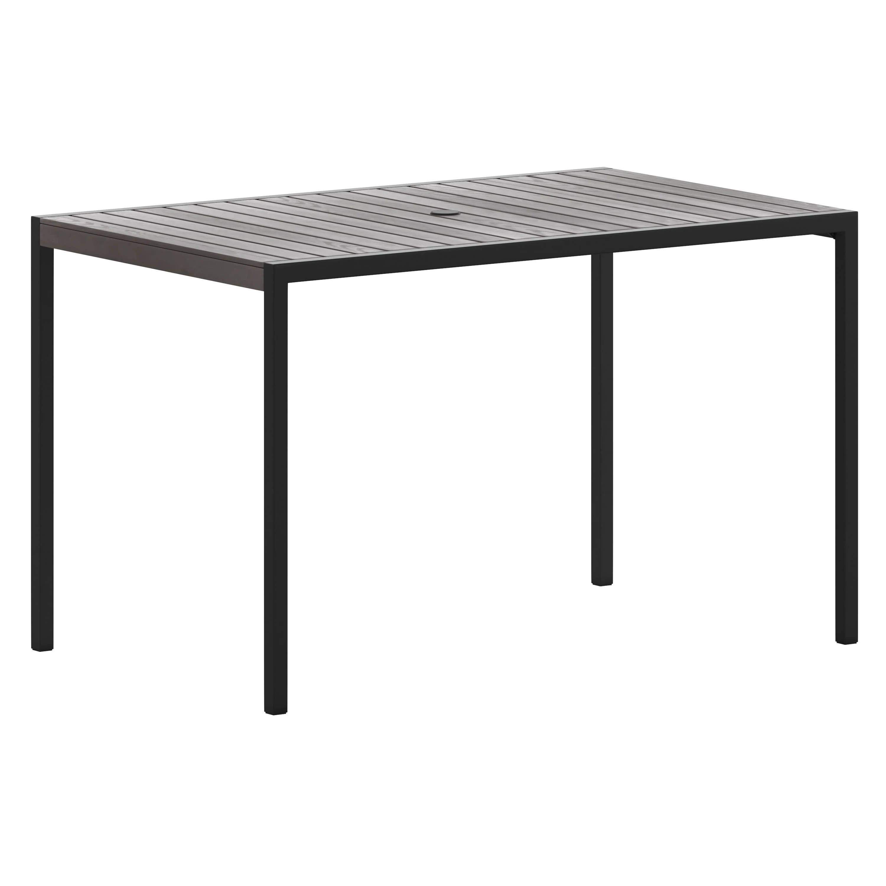 Chic Black Faux Teak Outdoor Dining Table | Image