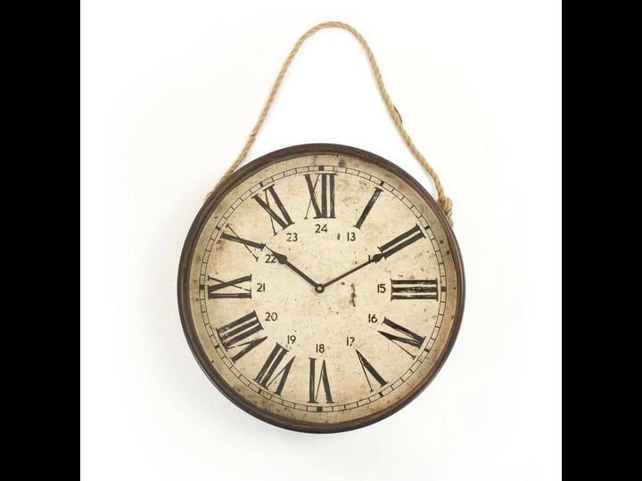 30-ivory-and-black-distressed-finish-round-bale-wall-clock-white-1