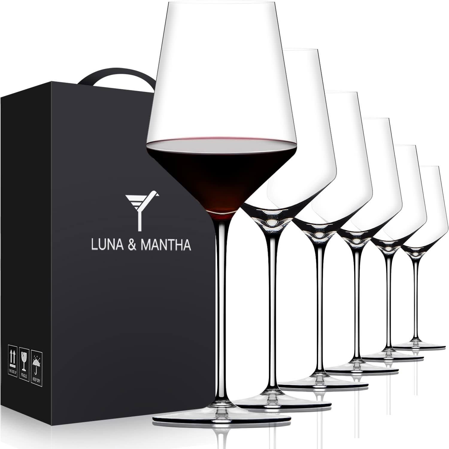 Elegant Crystal Red Wine Glasses Set (6 Count) - Ideal for Weddings and Special Events | Image