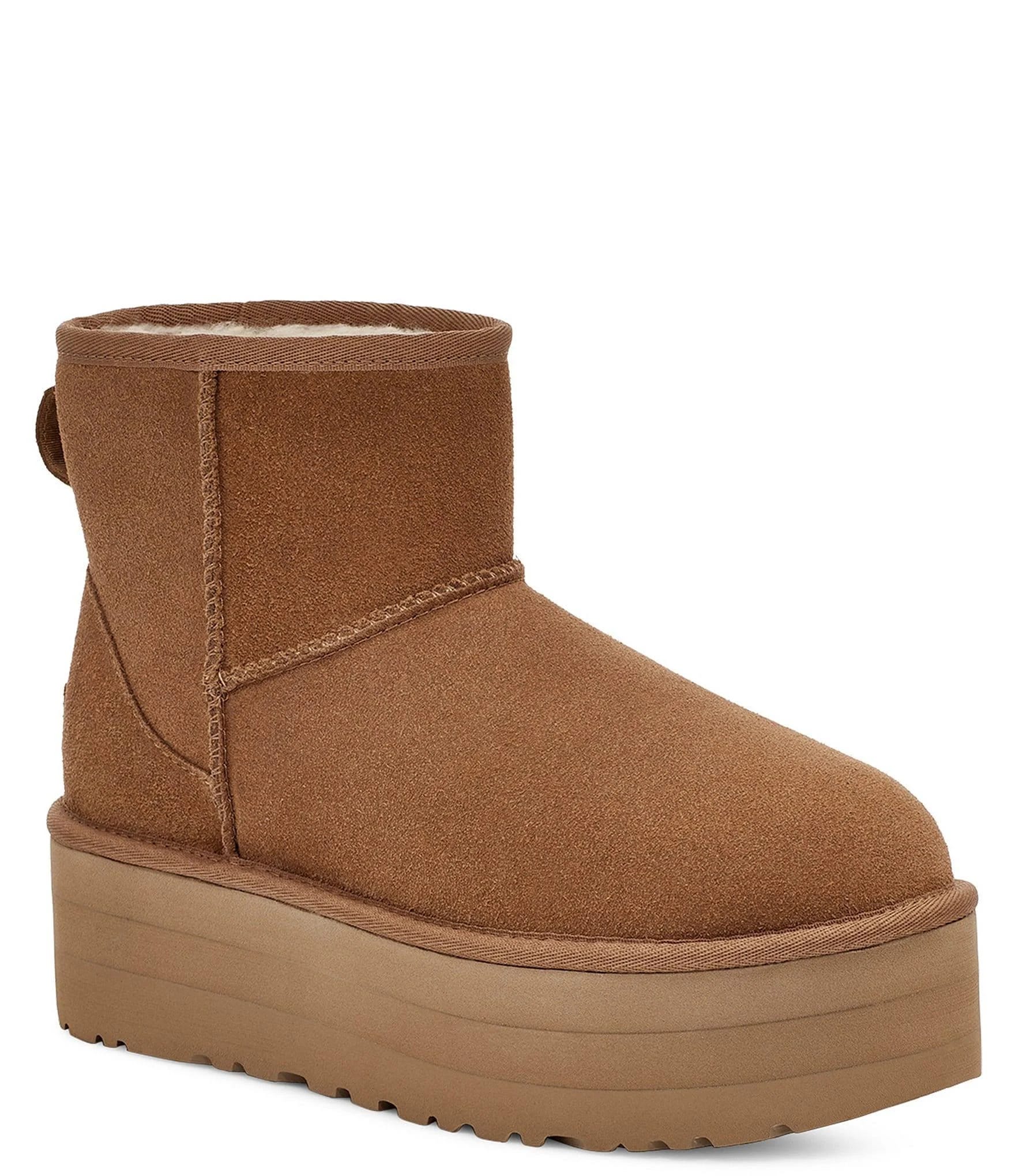 Ugg Women's Brown Platform Heeled Boots with Wool-Blend Lining | Image