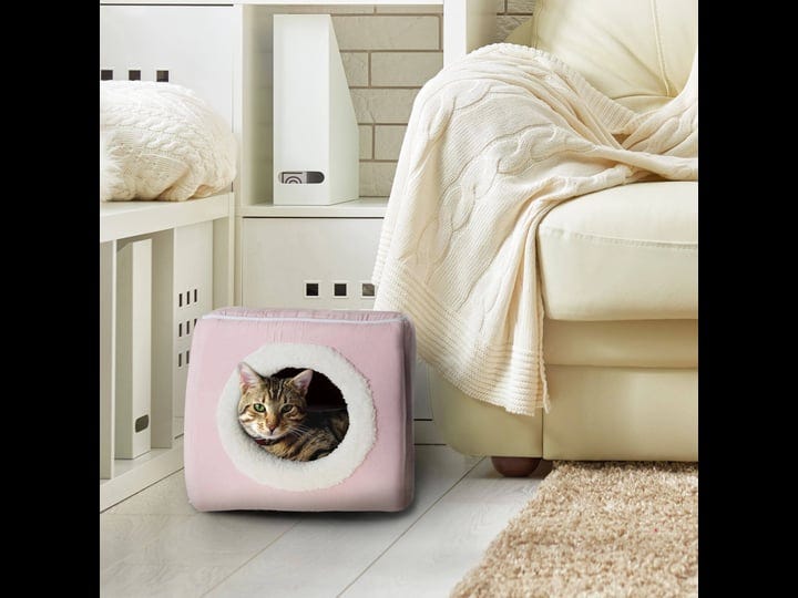 petmaker-cozy-cave-enclosed-cube-pet-bed-pink-1