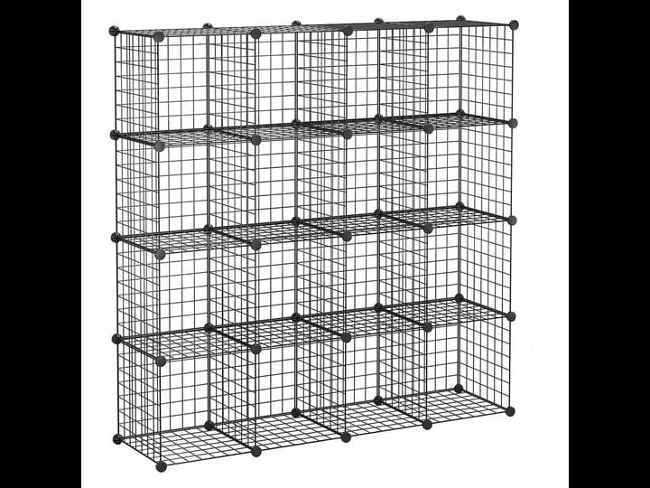 bastuo-cube-storage-organizer-16-cubes-wire-storage-cabinet-diy-modular-bookcase-stackable-shoe-rack-1