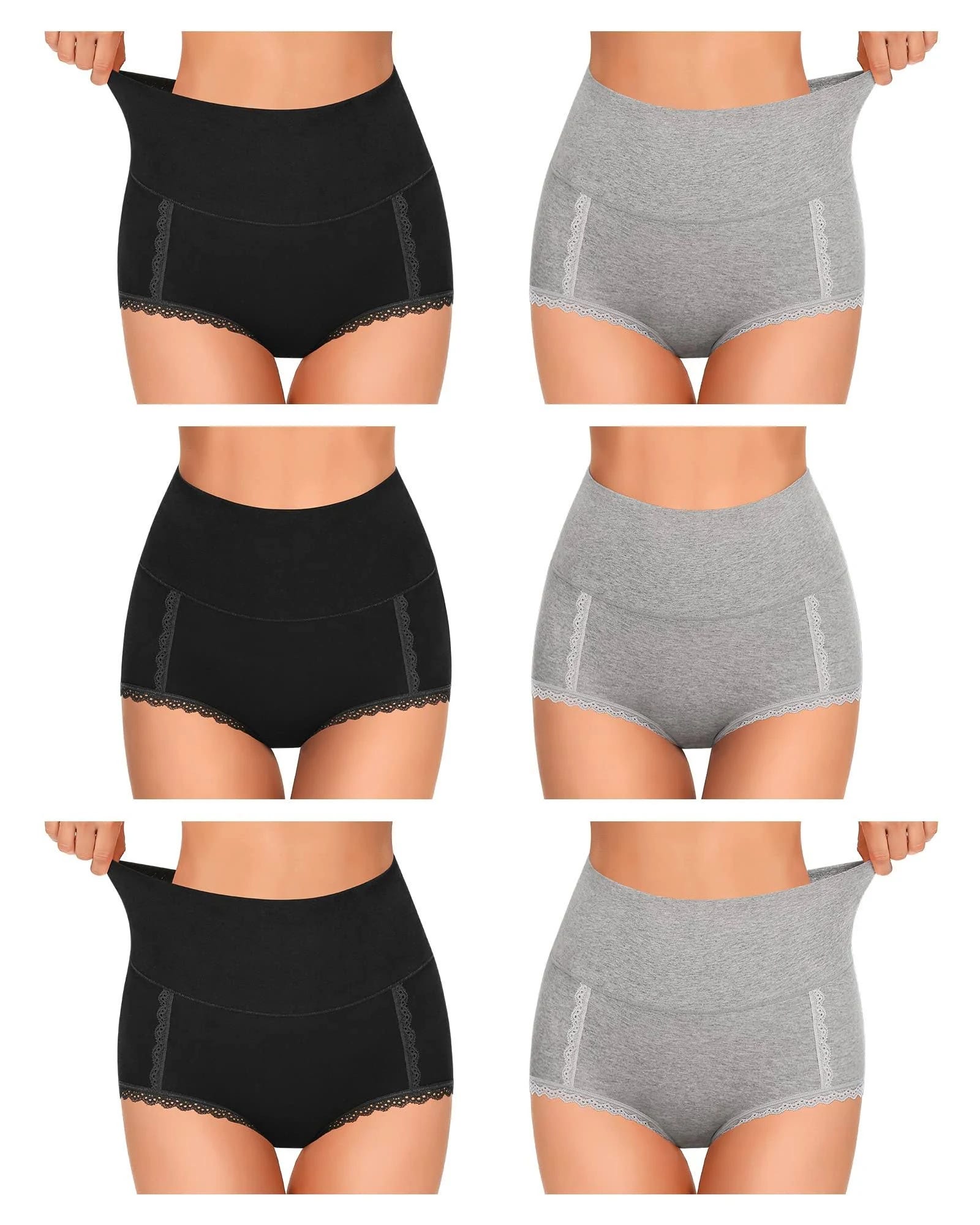 High-Waisted Compression Cotton Panties for Women - Slimming Belly Support | Image