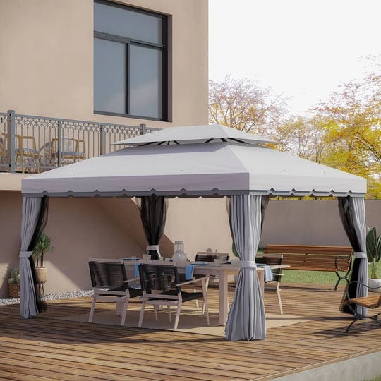 outsunny-10-ft-x-13-ft-light-grey-outdoor-patio-gazebo-canopy-with-polyester-roof-and-mesh-curtains-1