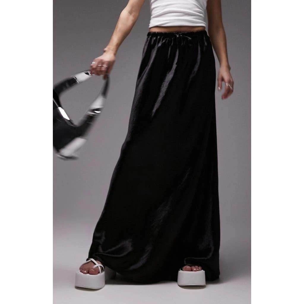 Black Drawstring Maxi Skirt by Topshop | Image