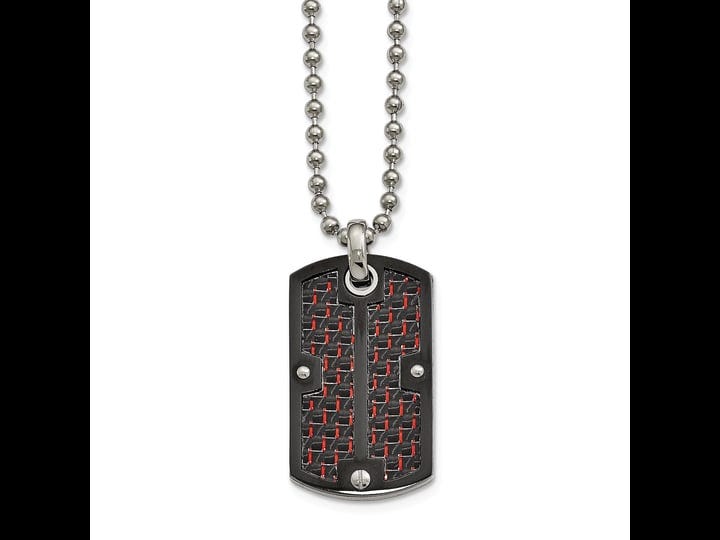 chisel-stainless-steel-polished-blk-ip-blk-red-carbon-fiber-dogtag-necklace-1