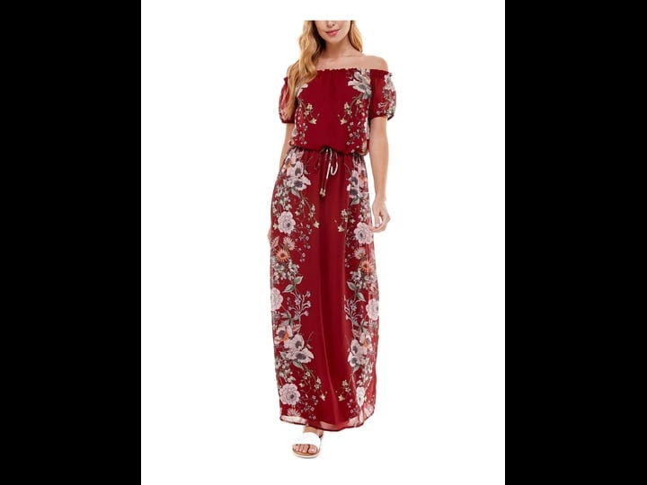 city-studio-womens-red-stretch-tie-sheer-lined-floral-short-sleeve-off-shoulder-maxi-dress-juniors-x-1