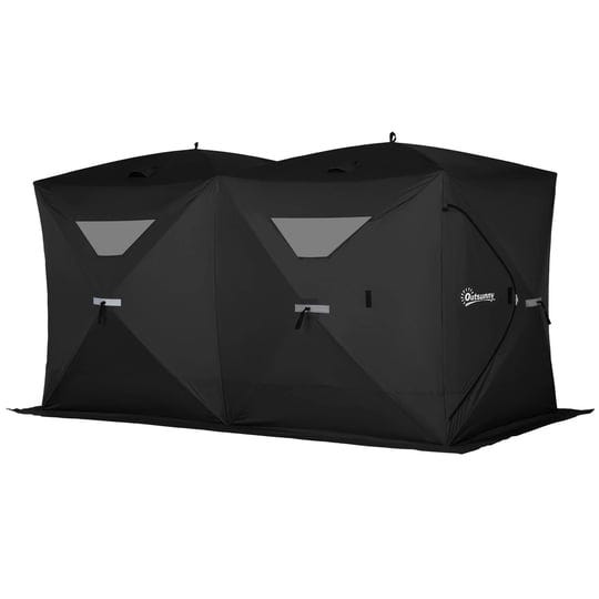 outsunny-4-person-ice-fishing-shelter-waterproof-oxford-fabric-portable-pop-up-ice-tent-with-2-doors-1