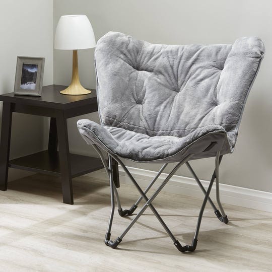 mainstays-folding-faux-fur-butterfly-chair-gray-1