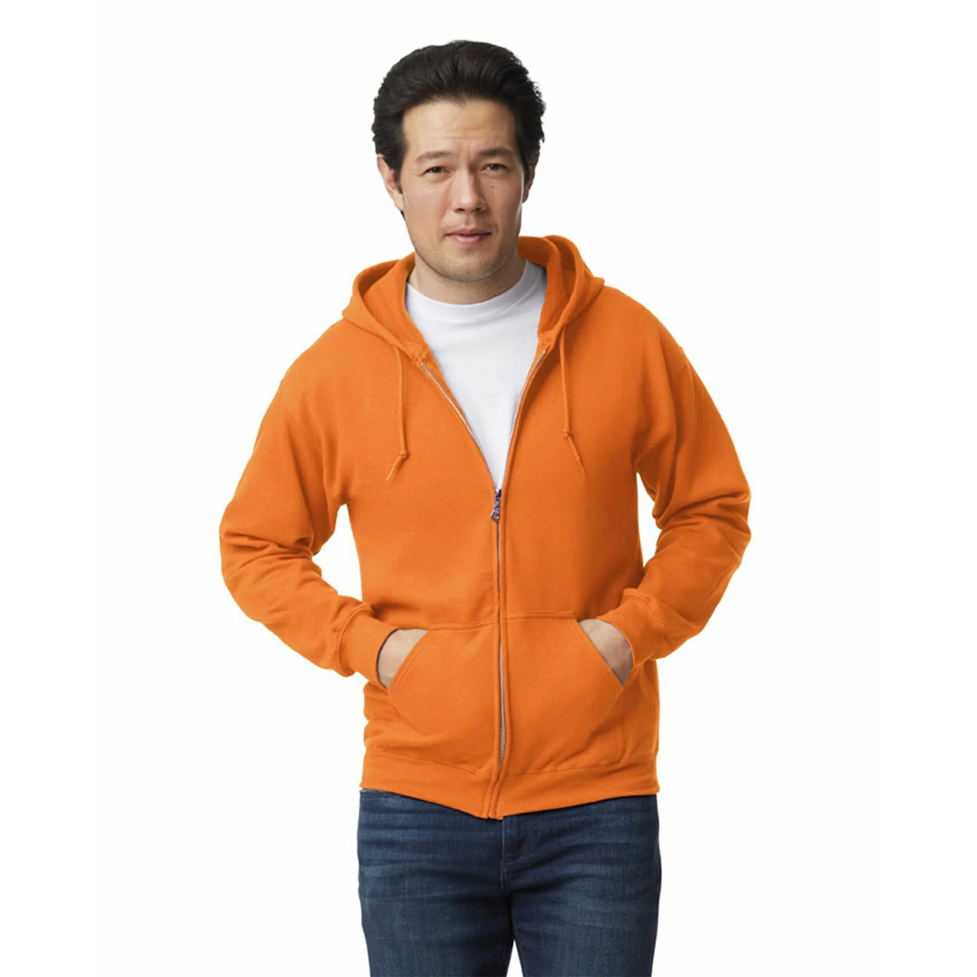Medium Orange Full Zip Hoodie for Men | Image