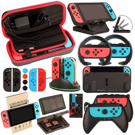 switch-accessories-bundle-for-nintendo-switch-carrying-case-screen-protector-joycon-grips-steering-w-1