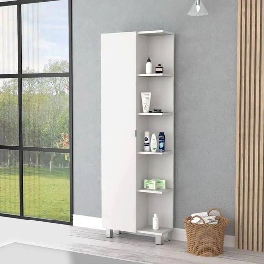 los-angeles-linen-cabinet-five-shelves-single-door-divisions-white-1