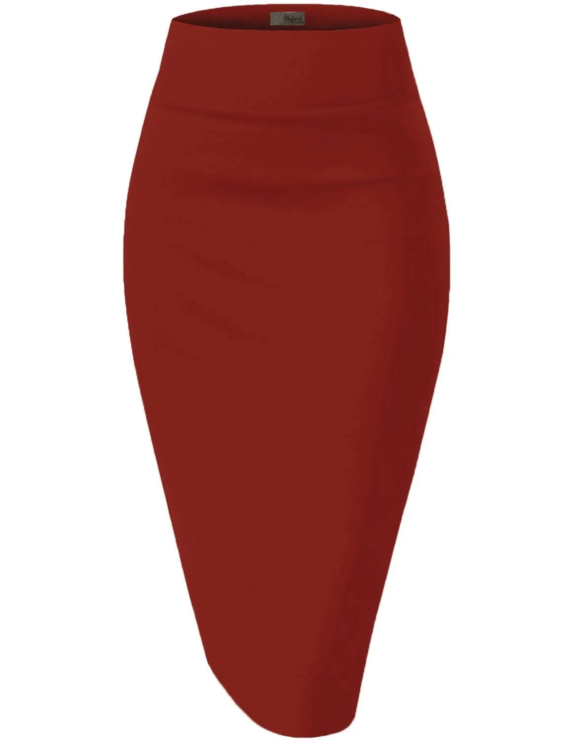 Quality Woven Women's Orange Pencil Skirt for Office | Image