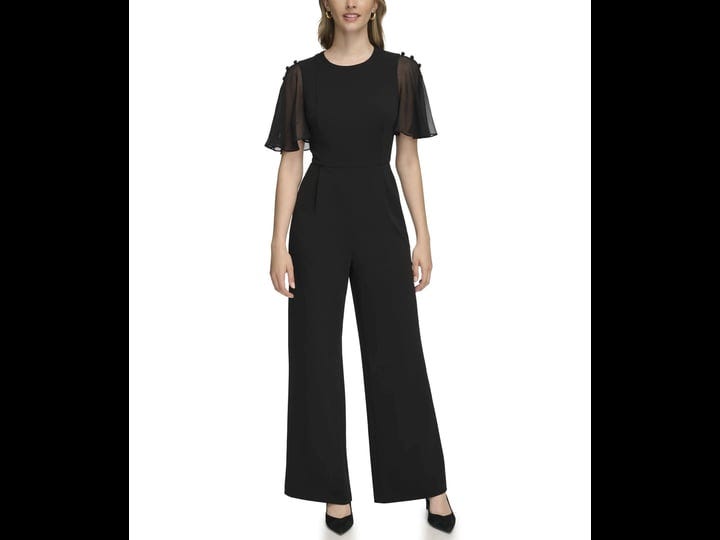 calvin-klein-womens-flutter-sleeve-button-trim-jumpsuit-black-1