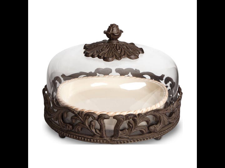 gg-collection-covered-pie-plate-with-metal-base-cream-brown-1