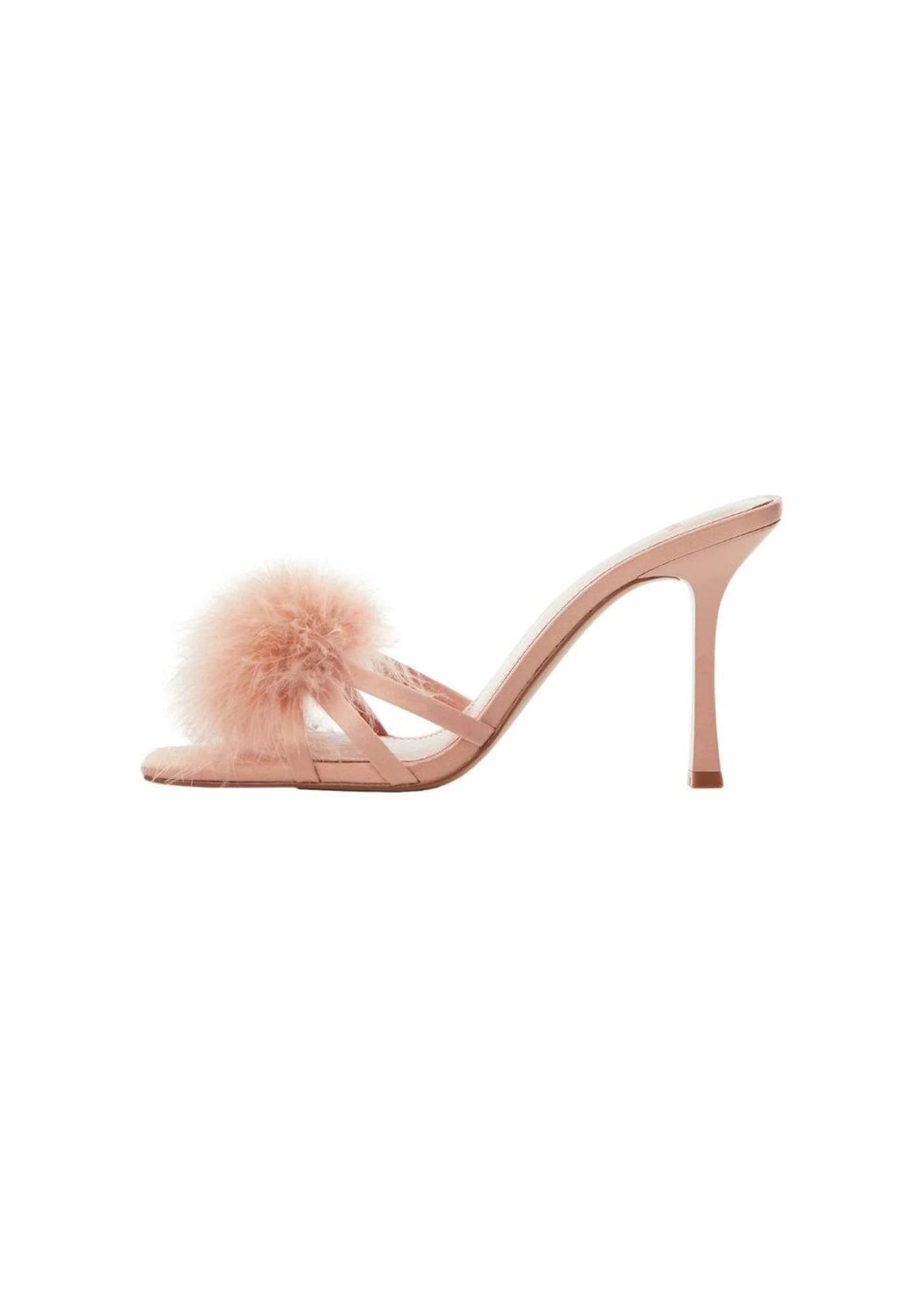 Stylish Heels with Feather Decoration - Light Pink for Women | Image