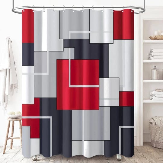 bttn-red-fabric-shower-curtain-modern-geometric-cloth-shower-curtain-set-with-plastic-hooks-water-re-1