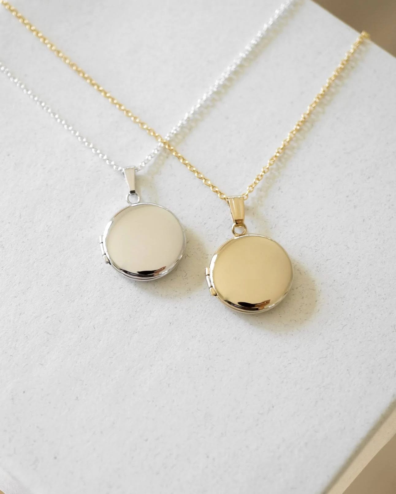 Personalized Mini Round Gold Locket Pendant | Image