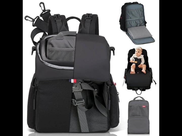 gillygro-diaper-bag-backpack-with-in-built-booster-roll-out-changing-pad-organizer-insert-black-1
