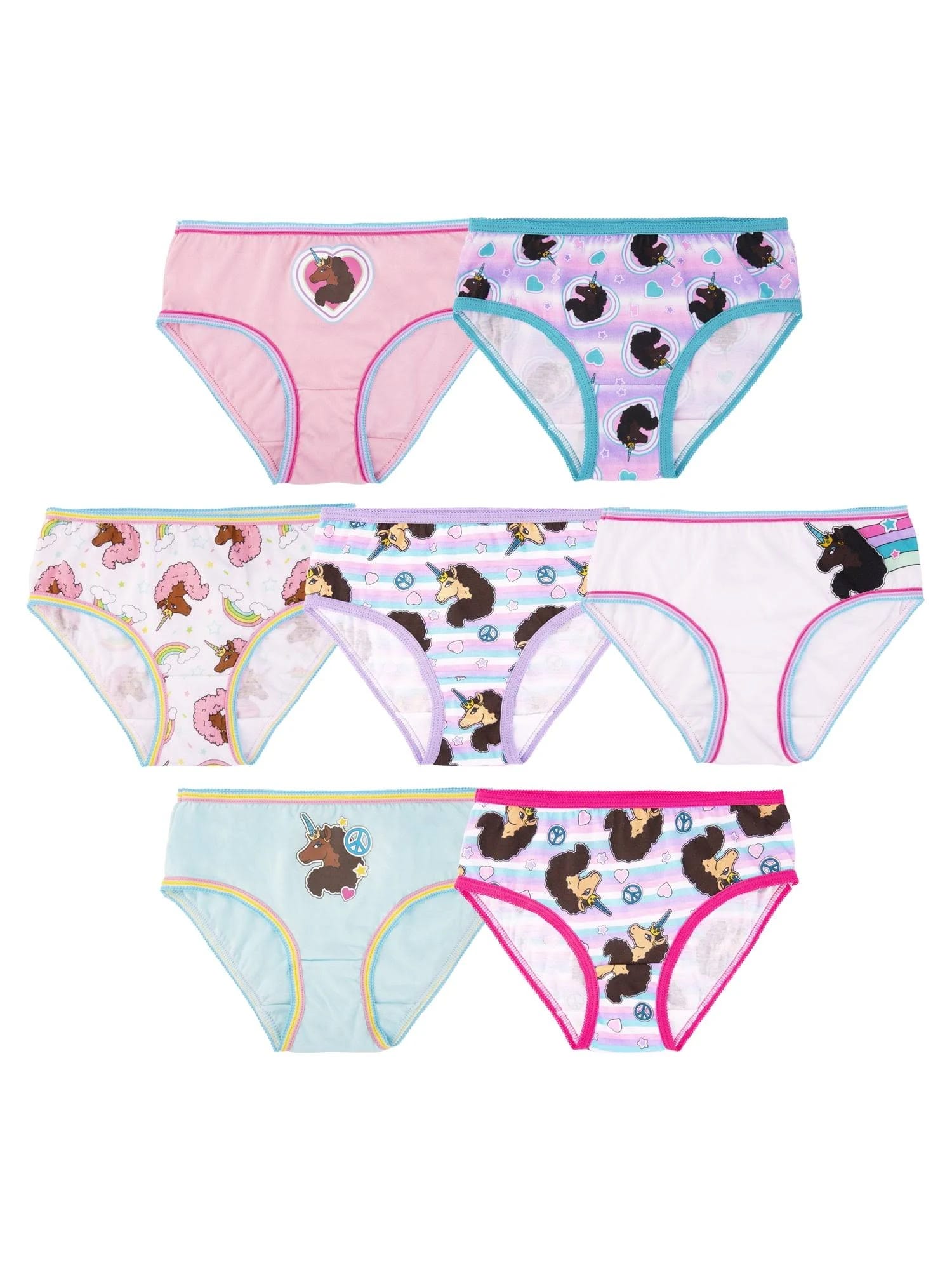 Fun and Colorful Girls Underwear Package - Unique Afro Unicorn Designs | Image