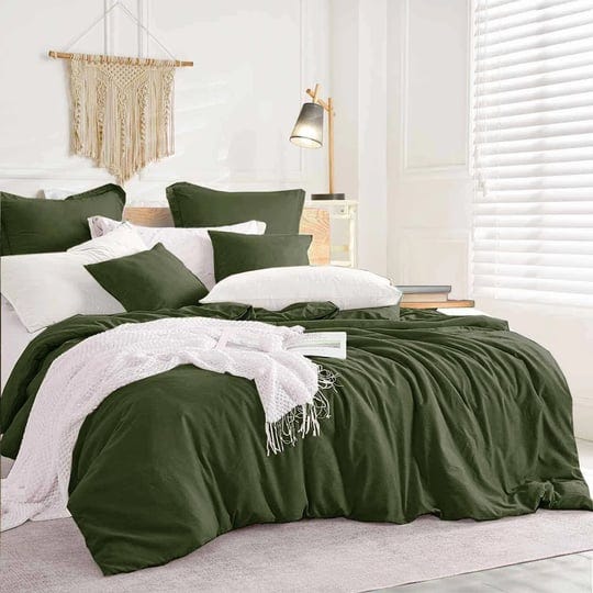 dark-olive-green-queen-comforter-set-3-piece-aesthetic-modern-bedding-set-al-1