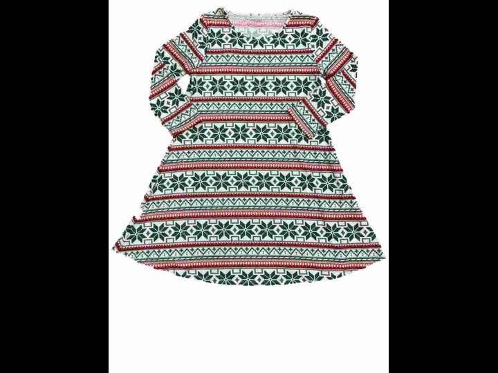 north-pole-womens-white-green-red-nordic-dress-christmas-holiday-fit-flare-tunic-l-size-large-1