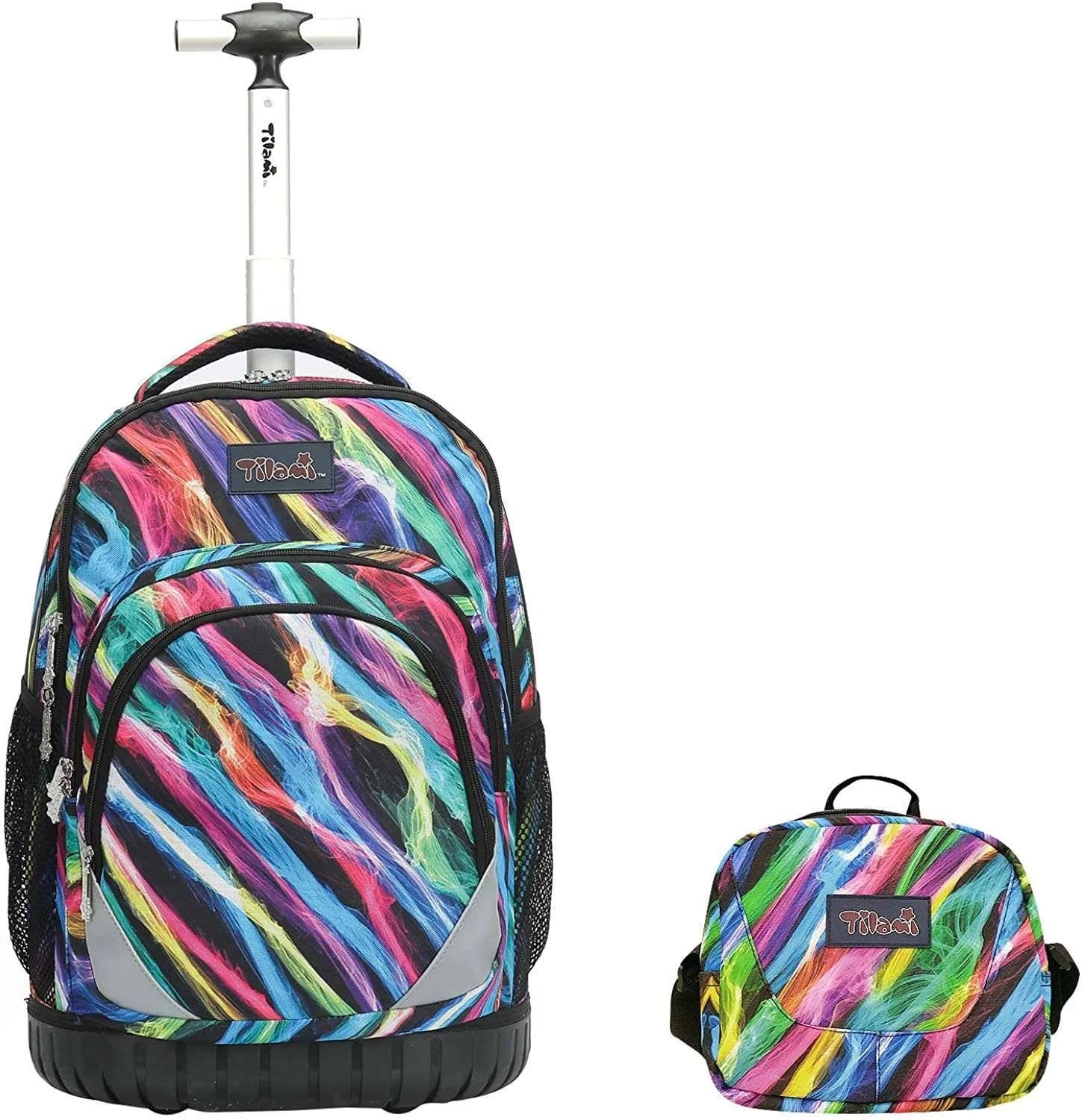 Tilami Colorful Rolling Backpack with Matching Lunch Bag | Image