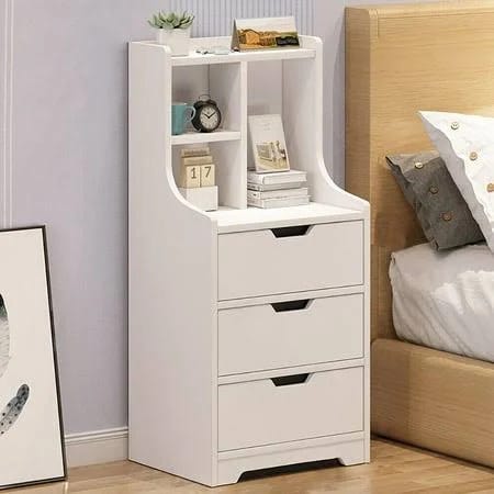 Large Storage Bedside Dresser with Open Shelves | Image