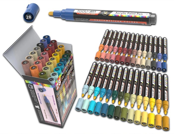 28-southwestern-colors-acrylic-paint-pens-studio-color-series-markers-set-3mm-medium-tip-rock-painti-1