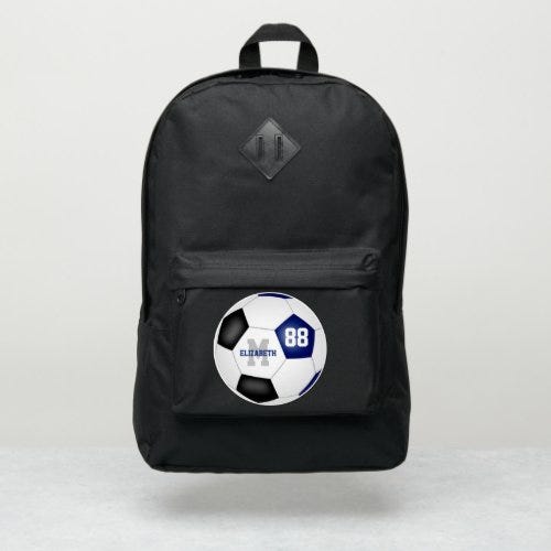 Blue black soccer team colors teens monogrammed  port authority® backpack