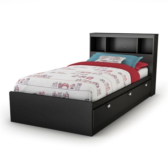 south-shore-spark-twin-mates-bookcase-storage-bed-pure-black-1