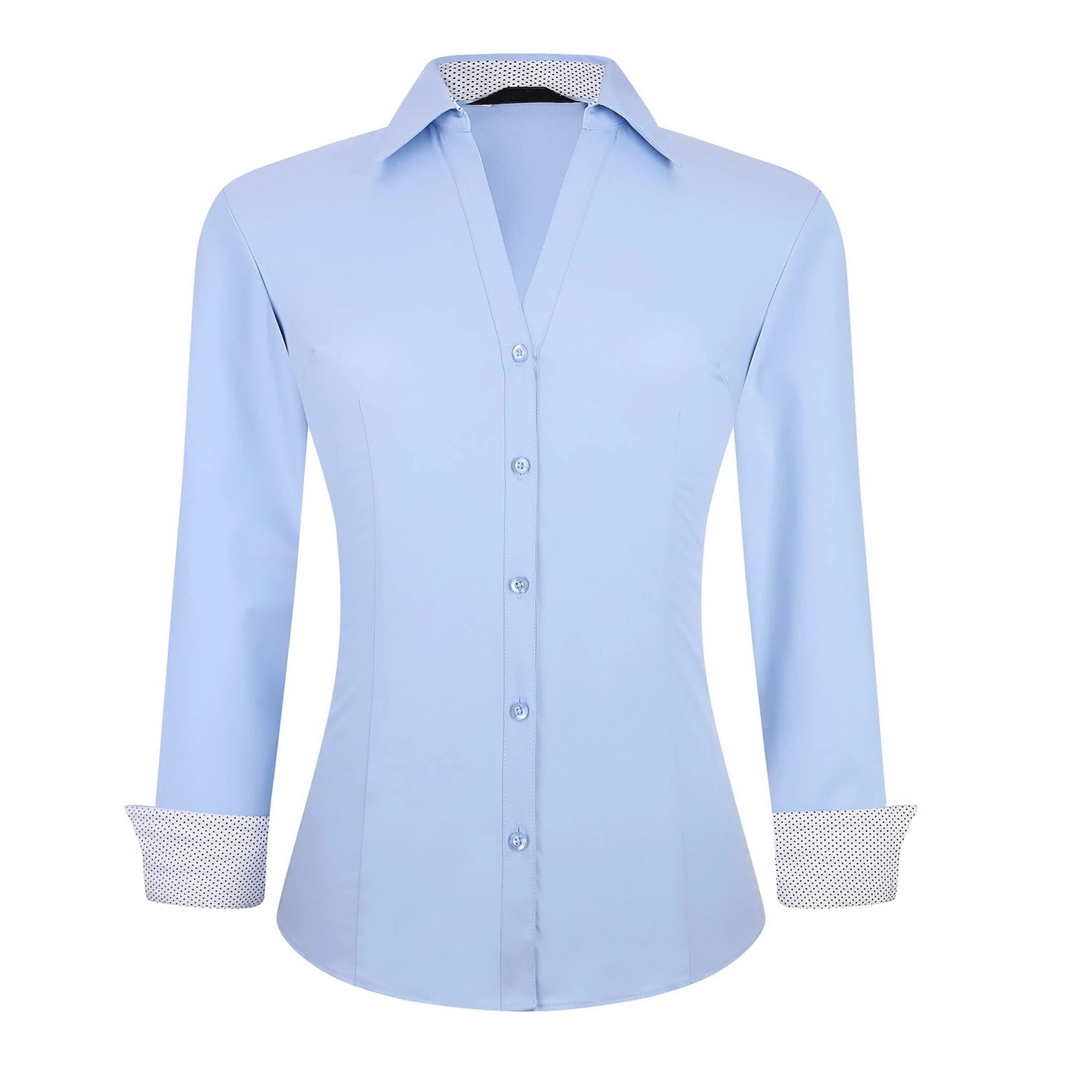 Comfortable Stretchy V-Neck Work Shirt for Women | Image