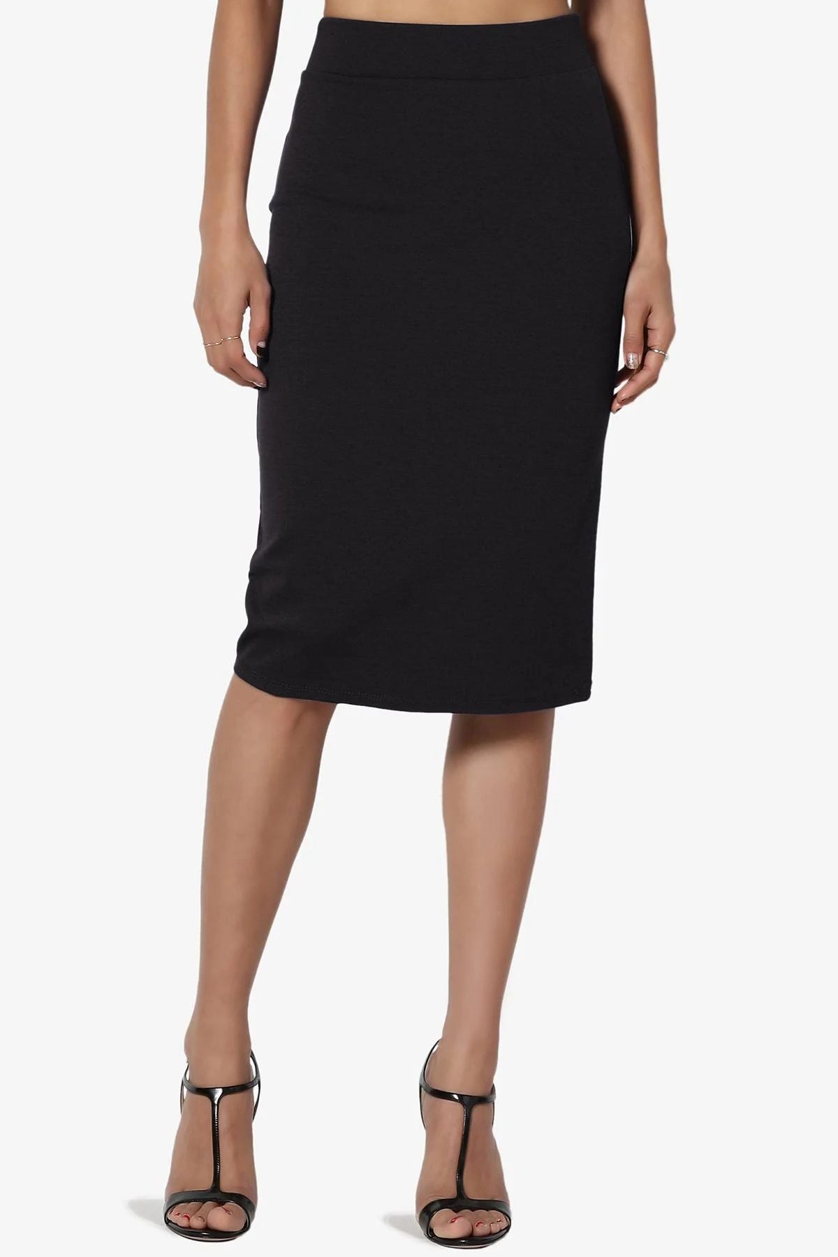 Stylish Black Office Knee Pencil Skirt for Professional Women | Image