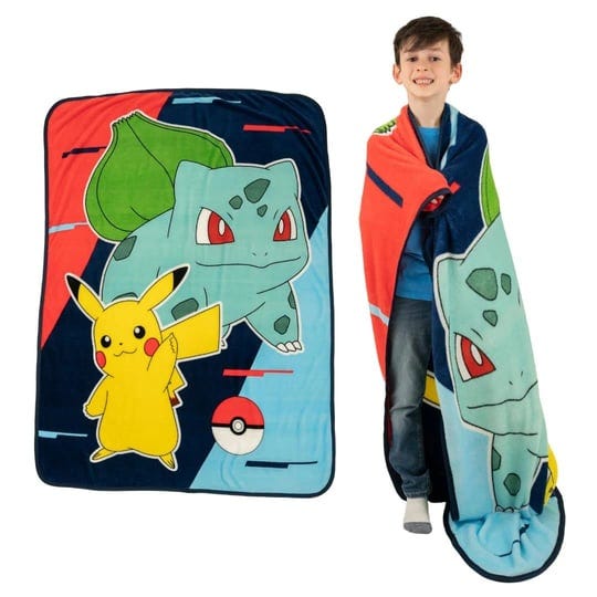 franco-pokemon-anime-pikachu-and-bulbasaur-kids-bedding-super-soft-micro-raschel-throw-1