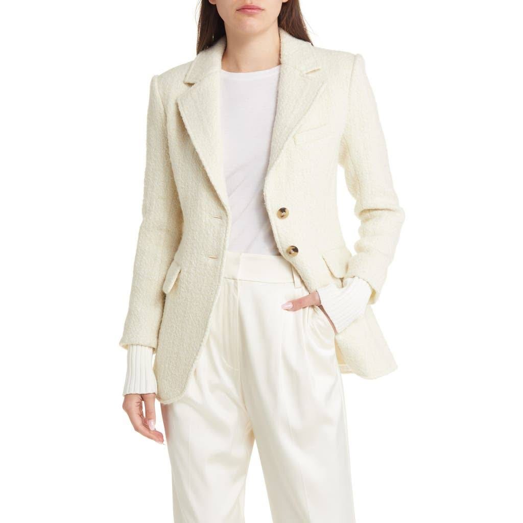 Fashionable White Boucle Blazer for City Women | Image