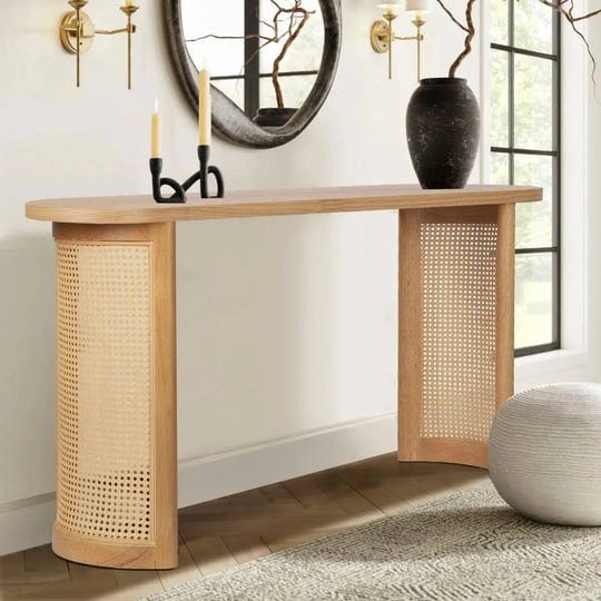 aodai-60-oval-rectangle-oak-console-tablebreathable-rattan-double-pedestal-legs-with-oval-console-ta-1