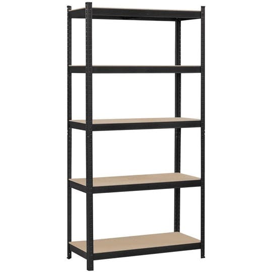 smile-mart-5-shelf-boltless-adjustable-steel-storage-shelf-unit-black-1